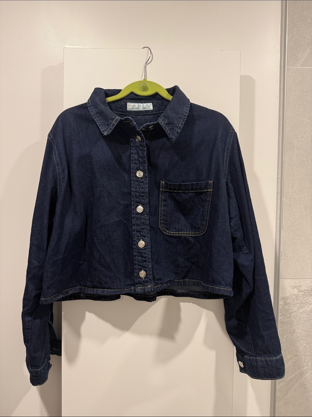 Zara Dark Blue Cropped Denim Jacket